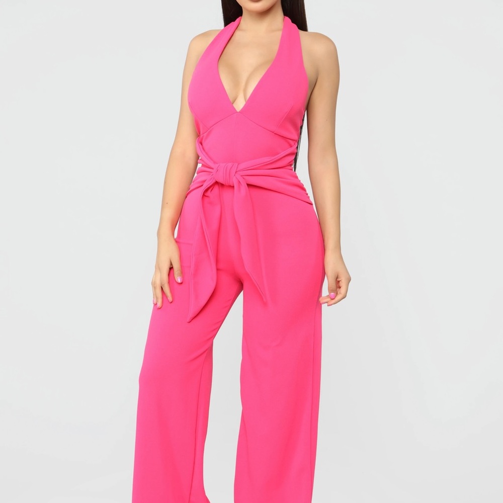 “Olesya Halter Jumpsuit - Ultra Pink” Fashion Nova Dress XS